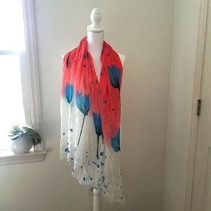 Old Navy Scarf Flowers Blue Pink Floral Spring Wedding Party Girly Dress Classic